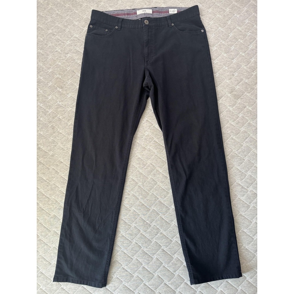 Brax Pants Mens 38x34 Black Cooper Fancy‎ Regular Fit 5 Pocket Chino Office